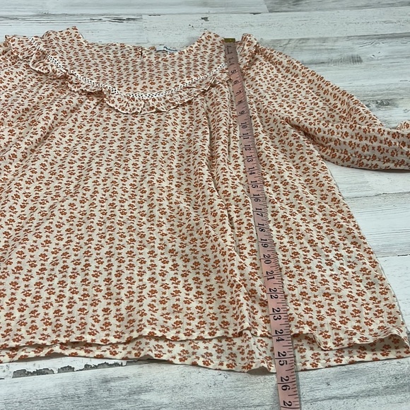 Madewell Floral Ruffle Blouse in Cream and Orange - Picture 14 of 14